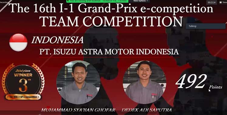 Isuzu Astra Motor Indonesia Raih Peringkat 3 untuk katagori Team Competition di Ajang Kontes Mekanik Kelas Dunia