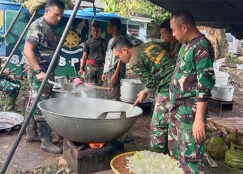 Pasca Bencana Banjir, Denbekang III-44-04/Serang Dirikan Posko Dapur Lapangan