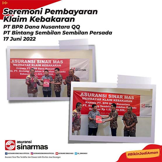 Asuransi Sinar Mas Membayar Klaim Asuransi Kebakaran di Batam Senilai Rp 1,5 Miliar