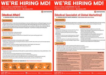 Daewoong Buka Lowongan Kerja Medical Affairs dan Medical Specialist of Global Marketing