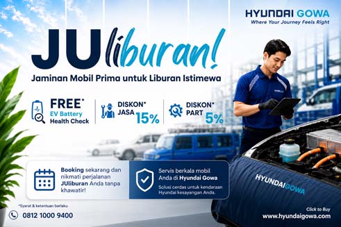Liburan Sekolah Makin Tenang, Hyundai Gowa Beri Cek Baterai Gratis dan Diskon Servis